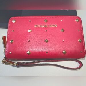 Michael Kors Red Gold Tone Studded Wallet